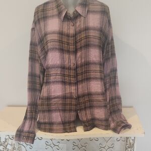 Jane and Delancey Purple Plaid Blouse